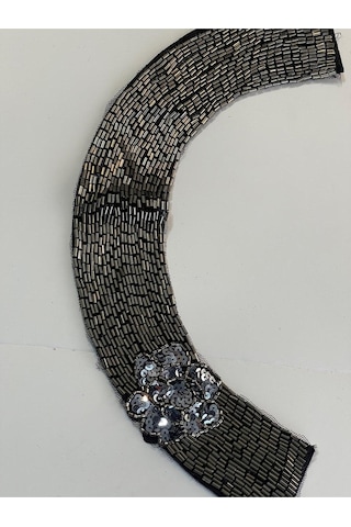 36x6 Cm Taşlı Boncuklu Tasarım Kıyafet Yaka Aksesuarı Aplik Dikiş