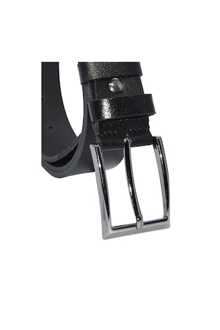 Süzer Deri 3.5 Cm. Battal Klasik Hakiki Deri Dikişli Model Düz Renk Erkek Kemer Siyah