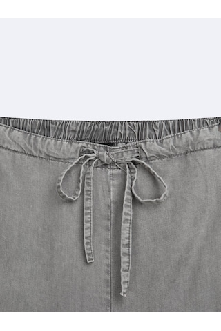 LTB Ivana Relaxed Fit Beli Lastikli Gri Jean Pantolon
