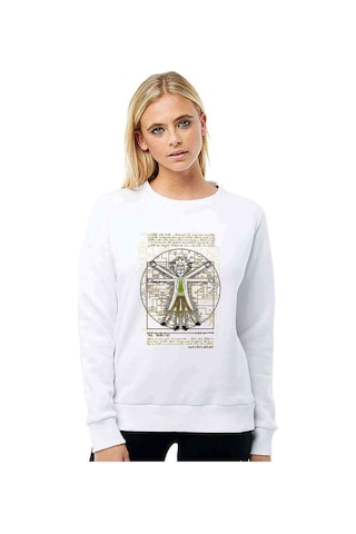 Rick Darvin Anatomi Baskılı Beyaz Kadın Sweatshirt
