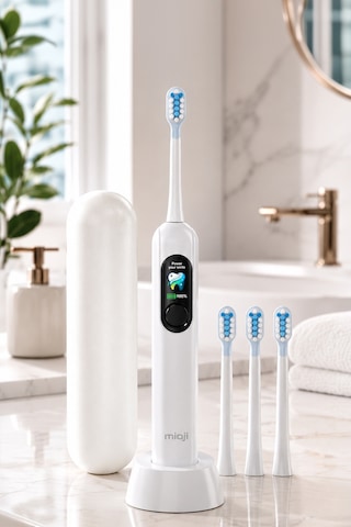 Mioji Oral B8 Care Şarj Edilebilir Diş Fırçası Beyaz + 3 Yedek Başlık ve Taşıma Çantası