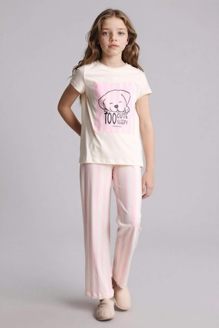 Defacto Regular Fıt 2li Pijama Takımı Kız Çocuk H0153a826sper233 Ekru-er233