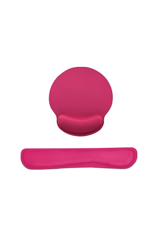 Geeksen Bilgisayar El Desteği Ve Mouse Pad Seti - Hafızalı Köpük, Ergonomik Tasarım, Kaymaz Taban, Gül Kırmızı