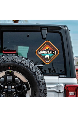 Dağ Kamp Ve Macera Sticker - Camping Adventure Mountains Sticker - Araba Oto Motosiklet Karavan Cam Sticker - 00114 40x40 Cm