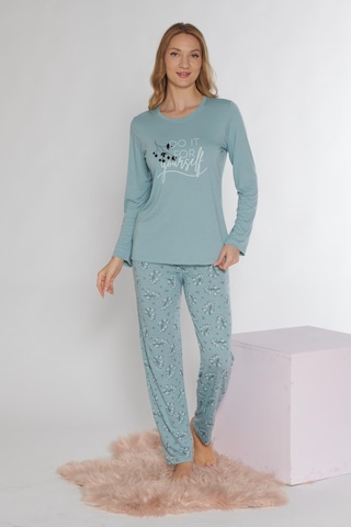 Uzun Kol Pijama Takımı Viskon Alperi 790-37 Mint