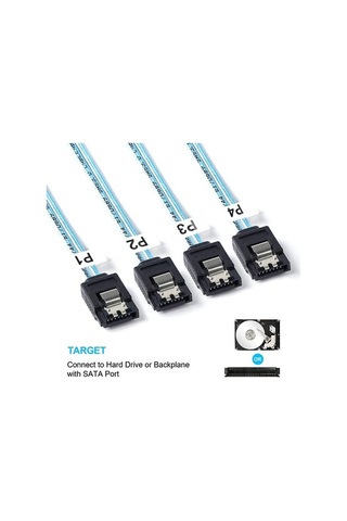 Novahub Mini Sas Sff-8643 Ana Bilgisayar - 7 Pinli 4 Sata Hedef Sabit Disk 6gbps Veri Sunucusu Raid Kablosu, Uzunluk: 1m, Raid Kablosu