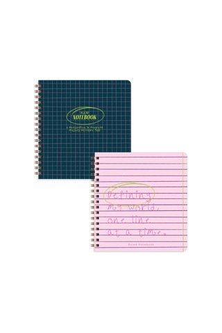 15x16 Spiralli Karton Kapak 2'li Çizgili Not Defter Seti - Lacivert