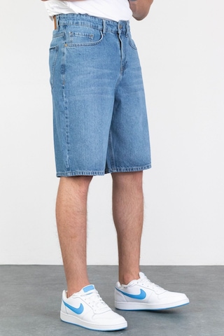 HLT Jeans Erkek Açık Mavi Baggy Fit Rahat Kesim %100 Pamuk Denim Loose Jeans Kot Şort Arthur-Açmavi 001