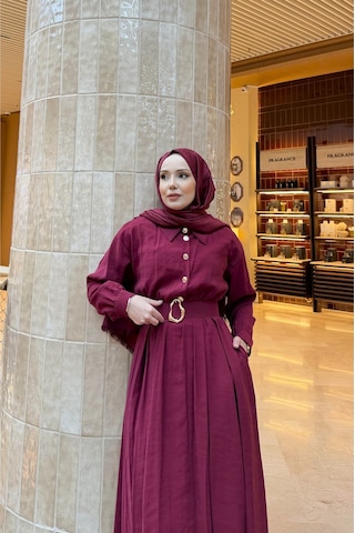 Riella Butik Liora Kemer Detaylı Tesettür Elbise Kırmızı