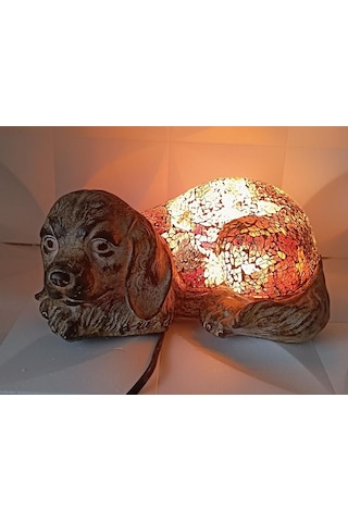 Köpek Mozaik Lamba Yatak Odası Bebek Odası Gece Lambası Masa Üstü Ev Dekorasyon Çok Renkli