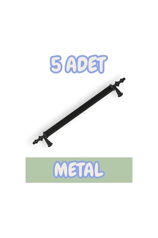Tuana Rustik Alüminyum Metal Lüks Modern Mobilya Çekmece Mutfak Dolabı Kulpu Siyah 128mm 5 Adet Siyah