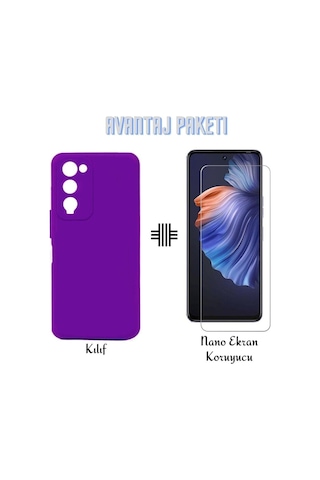 Tecno Camon 18/ 18t/ 18p Kılıf Esnek Soft Tasarım Kılıf Ve Nano Ekran Koruyucu Col177203-mor