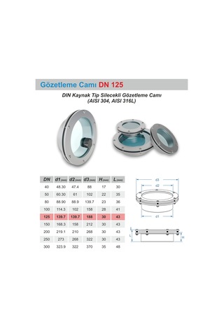 Kaynaklı Gözetleme Camı 125dn