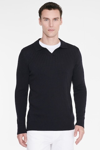 Ac&Co / Altınyıldız Classics Erkek Lacı Standart Fit Normal Kesim Polo Yaka Jakarlı Triko Kazak