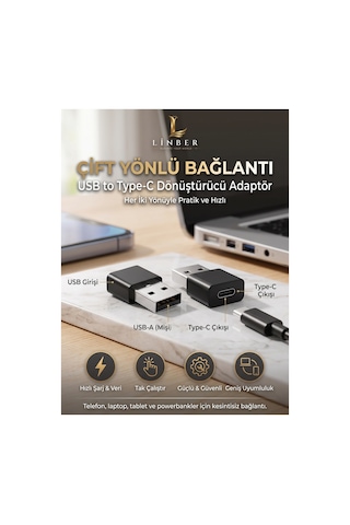 Usb To Type -c Dönüştürücü Adaptör Siyah