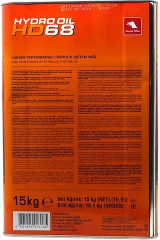 Petrol Ofisi Hydro-Oil Hd 68 Hidrolik Sistem Yağı 15 KG