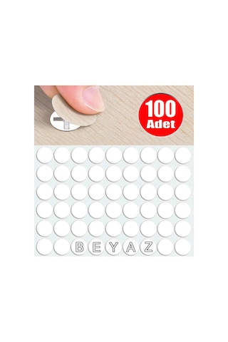 Yapışkanlı Tıpa Mobilya Dolap Vida Gizleme Yapıştırma Kapağı Beyaz-100 Adet