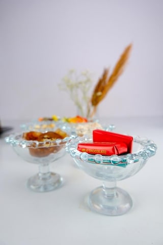 Digithome Petra 6'lı Cam Boncuk Kase Lokumluk Şekerlik Ve Reçellik Sunum Seti C1-1-276