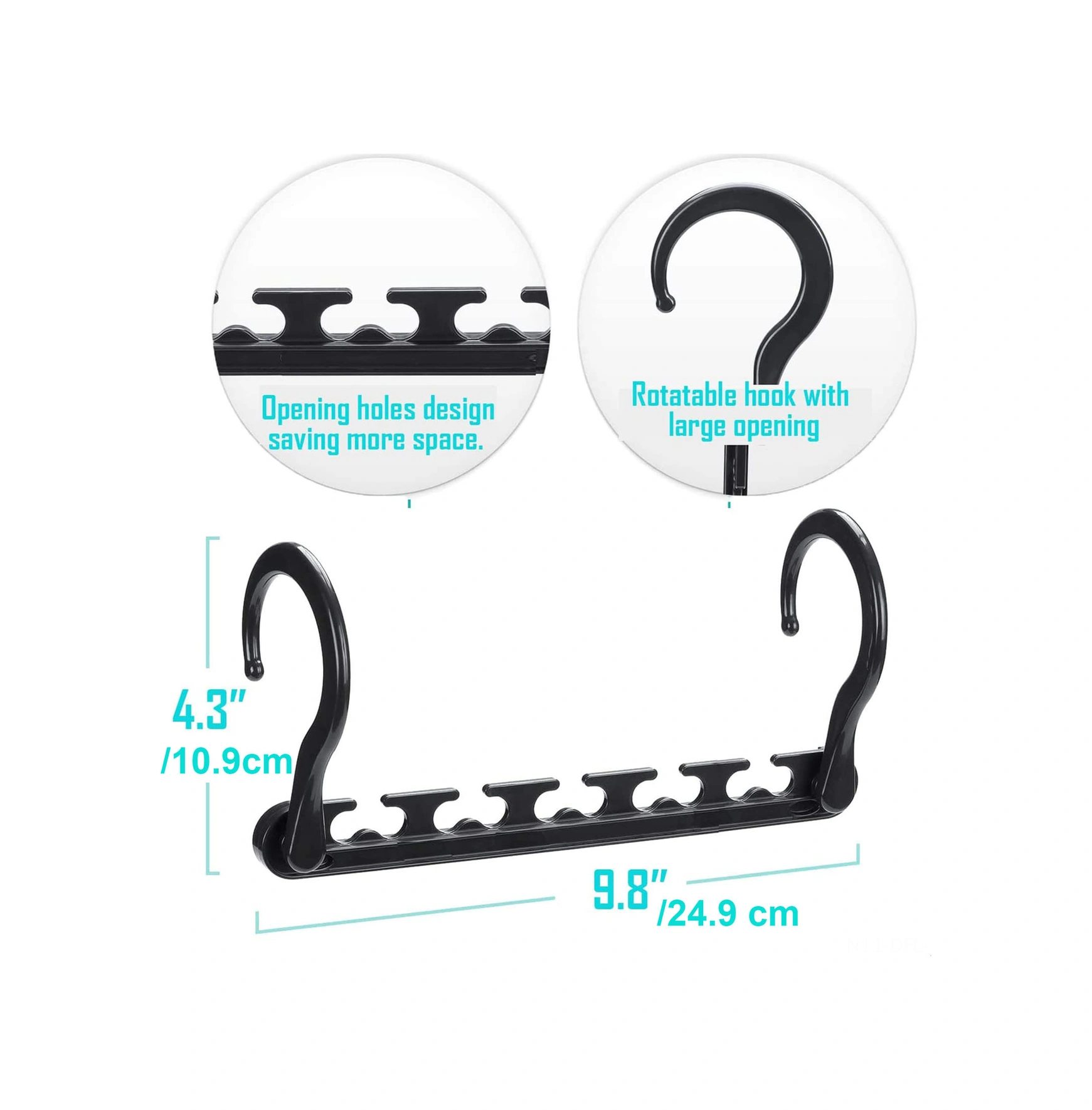 Dofolink Siyah Abs Çok Amaçlı Katlanabilir Seyahat Çadırı, 5 Delikli Uzunluk Tasarımı, 360 Döner, Güçlü Askı, 5 Adet Paket Siyah