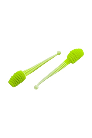 Silikon Kurt Yem - 2,1g 70mm - Fishack Wormix - 10 Adet - Uv - Yeşil/beyaz