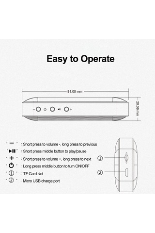 Wezone Aec Bt209 Taşınabilir Bluetooth Hoparlörü - Bluetooth 4.2, Mikrofon, Tf Kart Desteği, 5w Ses Gücü