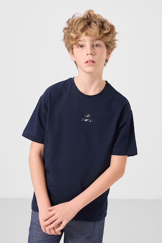 Lacivert-kot Lacivert Pamuklu Oversize Fit Dokuma Hafif Esnek Chino Erkek Çocuk Şort Takım - 11276 Lacivert