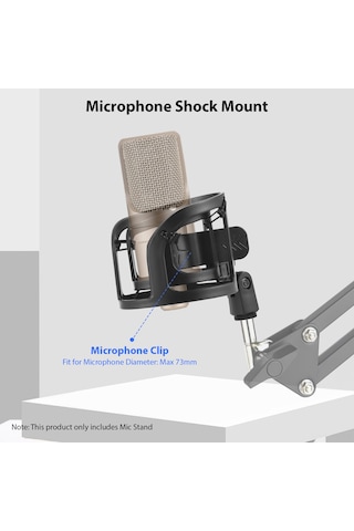 Teltree Evrensel Usb Mikrofon Askısı, 180 Derece Ayarlanabilir, 5/8 Ve 3/8 Adaptörlü, Plastik Malzeme