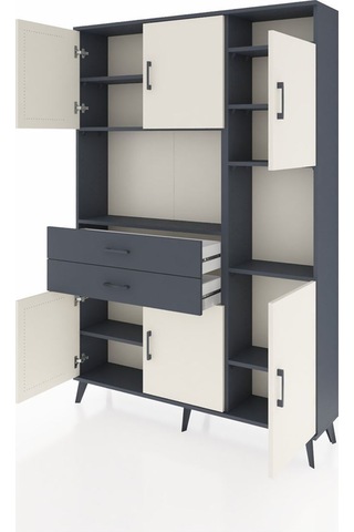 Arges Dolap 9 Raflı 2 Çekmeceli 6 Kapaklı 132x30x195 Antrasit-aytaşı/antrasit Aytası/antrasıt