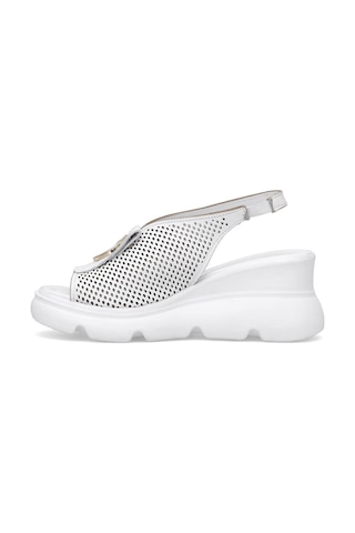 Elit Zeyn 8067 Kadın Hakiki Deri Dolgu Topuk Sandalet Beyaz Beyaz