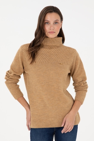 U.S. Polo Assn. Kadın Camel Balıkçı Yaka Kazak 50294257-VR015