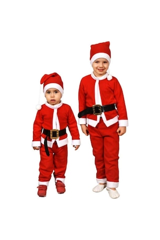 Pembecin Chiristmas Yılbaşı Noel Baba Erkek Çocuk Kostüm Takım Kırmızı