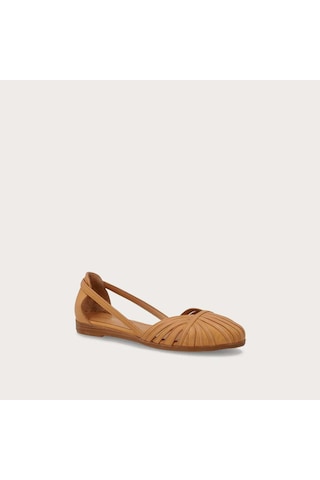 Caramello Sandalet Kadın 03m4 Frau Leather Caged Ballet Flats Wıth Thın Straps Turuncu