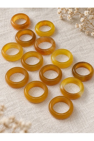 Akik Taşı Kalın Boy Yüzük Bal Sarısı Alacalı 9 4mm Kalınlık 63800 - 1 Adet Yüzük Fiyatıdır 6428473