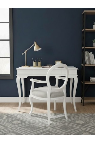 Wellington Rustik Ahşap Çalışma Masası 80x125 Beyaz