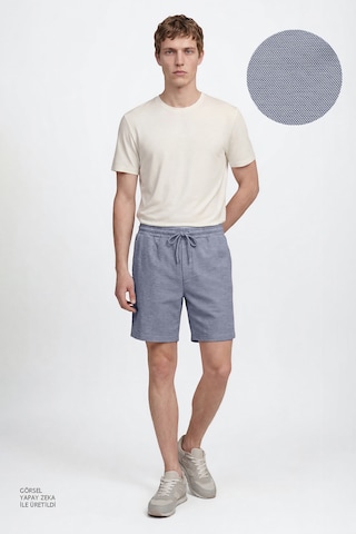 AC&Co / Altınyıldız Classics Erkek Lacı Pamuklu Standart Fit Normal Kesim Beli Bağlamalı Yan Cepli Örme Şort Lacı Lacivert