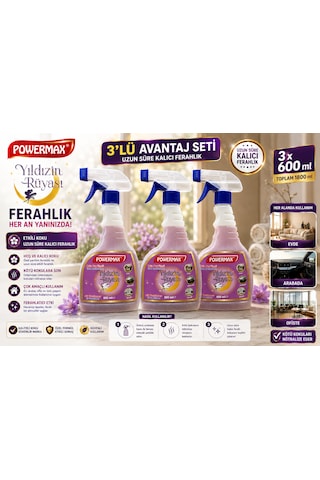 Powermax Yıldızın Rüyası Oda Parfümü 600 Ml X3 Set Ortam Kokusu Uzun Süre Kalıcı Ferahlık Diğer
