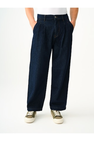 Pleated Jean Balloon Fit Erkek Pantolon Denim