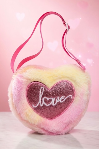 Mollycrush Love Nakışlı Kız Çocuk Pembe Hediye Peluş Çanta Simli Kalp Ve Yazı Detaylı Pembe Renk Geçişli