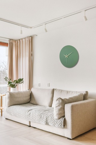 Round Model Modern Metal Sıvama Akar Sessiz Mekanizmalı Duvar Saati 40 40 Cm Yeşil