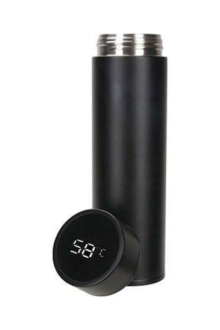 Termos Sızdırmaz Vakumlu Akıllı Led Ekranlı Dijital Sıcaklık Göstergeli Outdoor Çelik Termos Siyah Çok Renkli