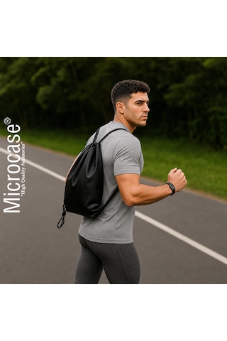 Microcase Su Geçirmez İpli Büzgülü Sırt Askılıklı Spor Çantası Gym Fitness Seyehat Hafif Kullanışlı Çanta 1 Adet Al5626 siyah