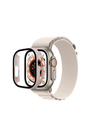 Watch Ultra 49mm Desert Camlı Kasa Ekran Koruyucu - Metalik Gold