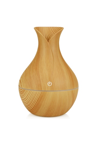 Dianziye Yx-060 Aromaterapi Usb Nemlendirici 130ml 35ml/saat 7 Renkli Led Işıklı Ahşap Desenli Ev Ofis Kullanıma Uygun