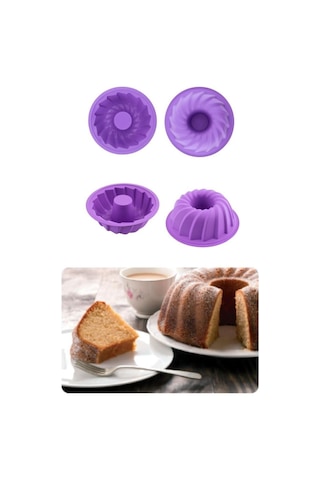 Silicolife 2 Li Silikon Kek Kalıbı Seti, Baton Kek Kalıbı Ve Burgu Kek Kalıbı Seti Yerli Üretim Lila Lila