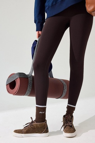 Jerf Holly Petek Desenli Yüksek Bel Tayt Acı Kahverengi 001