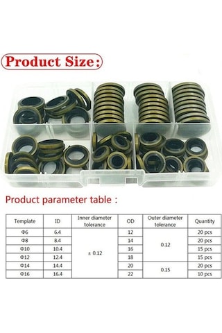 Pazly 100 Adet Gümrüklü Conta Sızdırmazlık Halkaları Seti - Yağ Tahliye Vidası Kombinasyonu - Çeşitli Boyutlar
