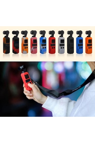 Dji Osmo Pocket İçin Renkli Silikon Koruyucu Kılıf Buyun Askılı Kordon
