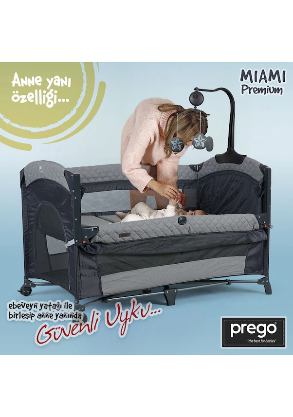 Miami Premium Dönenceli Anne Yanı Oyun Parkı Park Beşik 8040