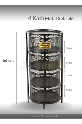 4 Katlı Sebzelik Açılır Metal Patates Soğan Sepeti Paslanmaz Meyvelik Organizer Sepet Siyah Siyah