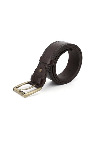 Gönderi R Kahve Antik Hakiki Deri 4,5 Cm Dikişli Kot Kemeri Kahve